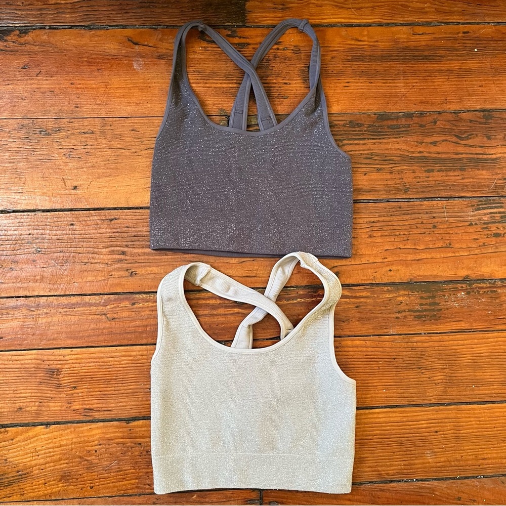 PHAT BUDDAH | TWO Greenwich Glitter Yoga Bras Bundle | S